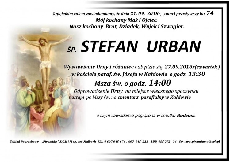 Zmarł Stefan Urban. Żył 74 lata