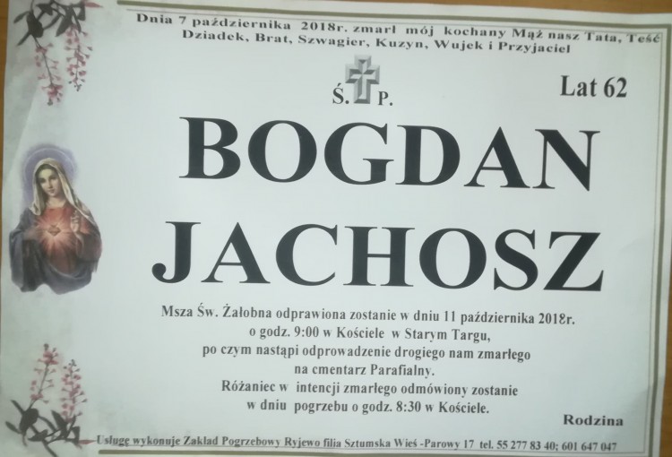 Zmarł Bogdan Jachosz. Żył 62 lata.