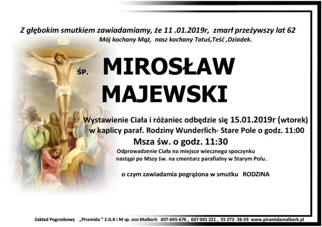 Zmarł Mirosław Majewski. Żył 62 lata.