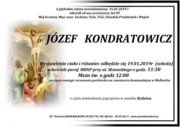 Zmarł Józef Kondratowicz. Żył 89 lat.