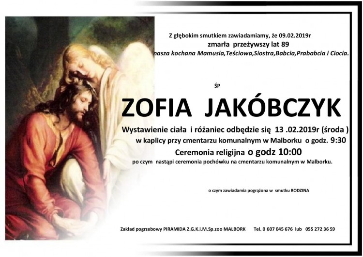 Zmarła Zofia Jakóbczyk. Żyła 89 lat.