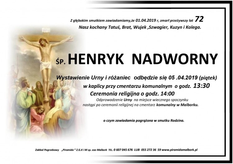 Zmarł Henryk Nadworny. Żył 72 lata.