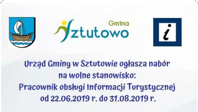 Sztutowo: Pracownik obsługi Informacji Turystycznej. Ogłoszenie Urzędu&#8230;