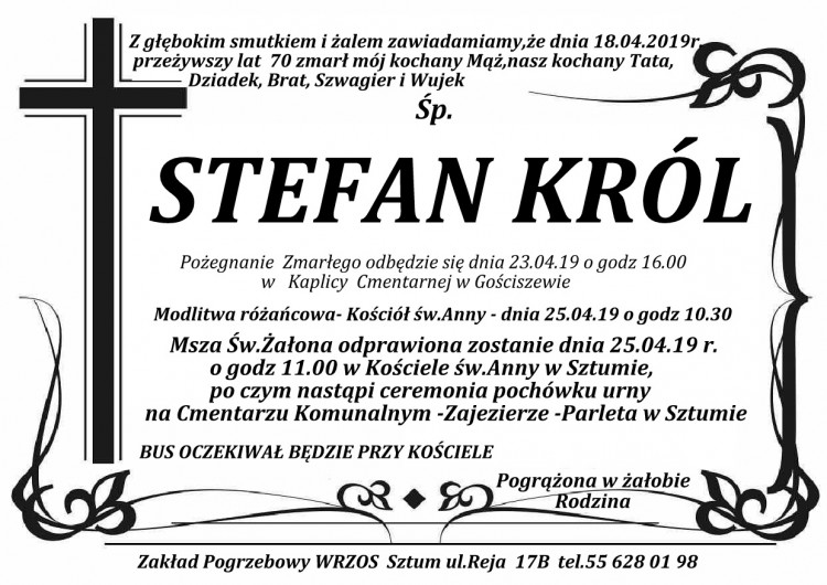 Zmarł Stefan Król. Żył 70 lat