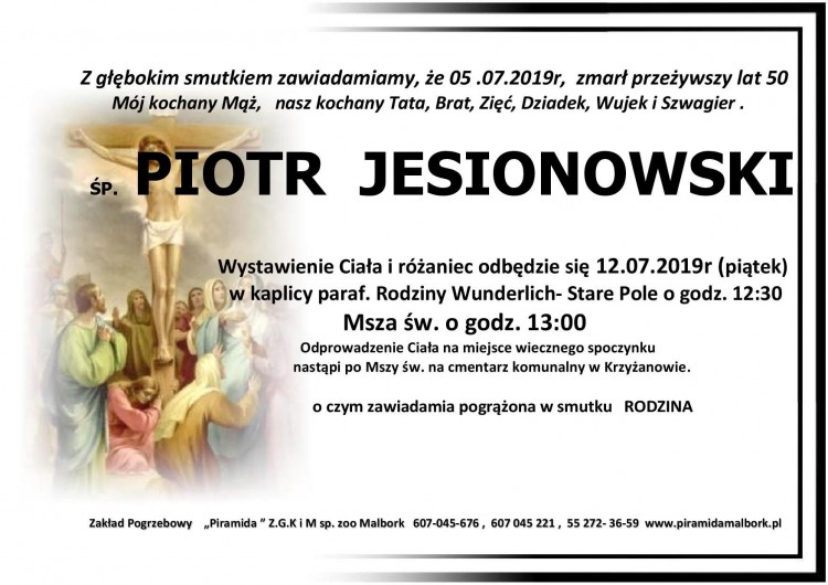 Zmarł Piotr Jesionowski. Żył 50 lat