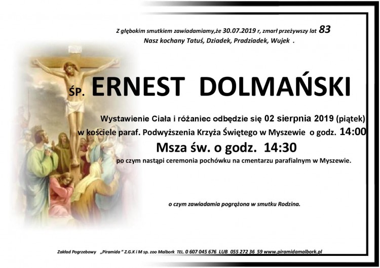 Zmarł Ernest Dolmański. Żył 83 lata