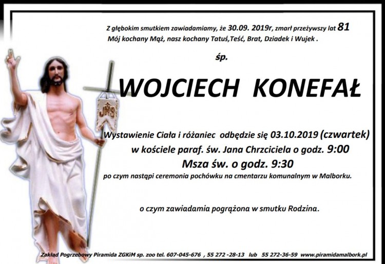 Zmarł Wojciech Konefał. Żył 81 lat.