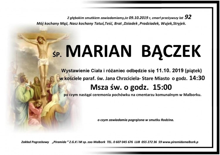 Zmarł Marian Bączek. Żył 92 lata