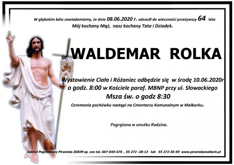 Zmarł Waldemar Rolka. Żył 64 lata.