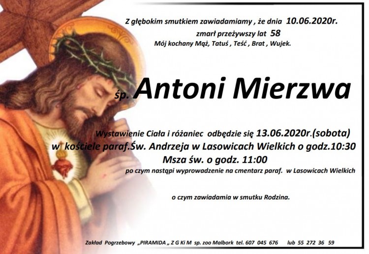 Zmarł Antoni Mierzwa. Żył 58 lat.