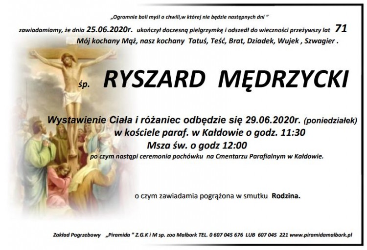Zmarł Ryszard Mędrzycki. Żył 71 lat.