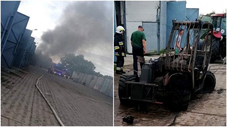 Ładowarka źródłem pożaru w warsztacie w Miłoradzu. 