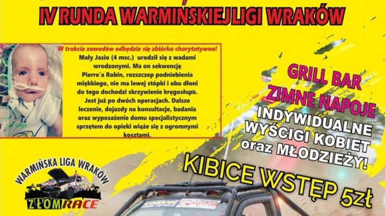 Wyścigi wraków samochodowych i zbiórka dla chorego Jasia. Szczegóły&#8230;