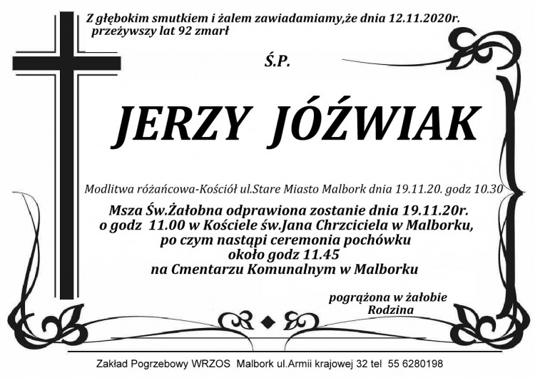 Zmarł Jerzy Jóźwiak. Żył 92 lata.