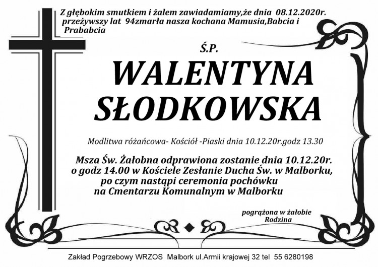 Zmarła Walentyna Słodkowska. Żyła 94 lata.