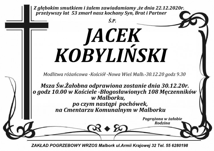 Zmarł Jacek Kobyliński. Żył 53 lata.