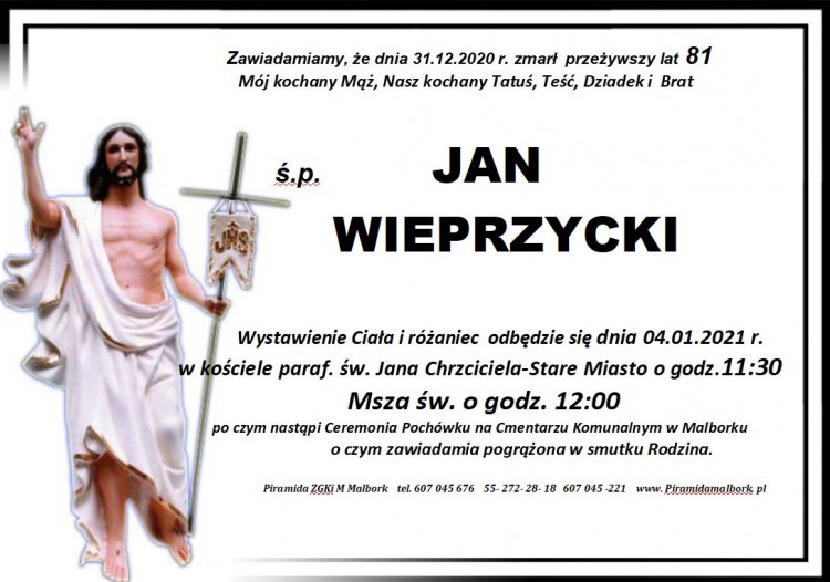 Zmarł Jan Wieprzycki. Żył 81 lat.