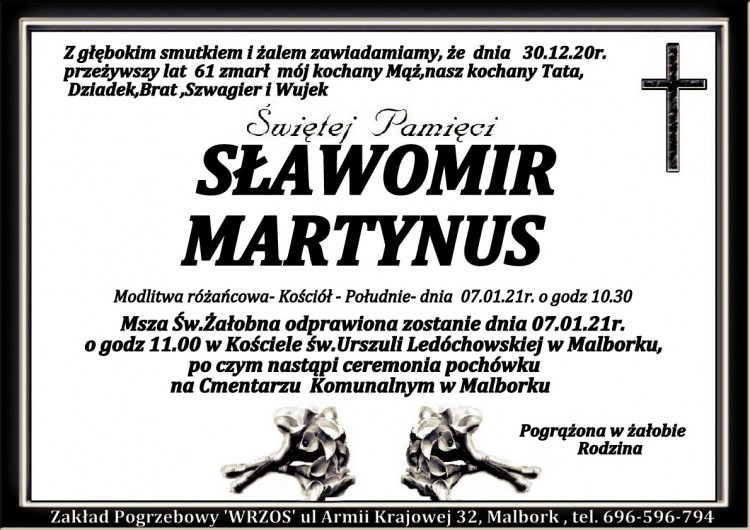 Zmarł Sławomir Martynus. Żył 61 lat.