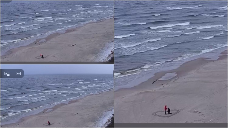 Kąty Rybackie. Zaręczyny na plaży przy wschodzie słońca.