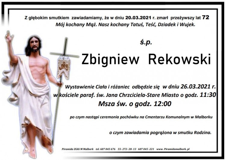 Zmarł Zbigniew Rekowski. Żył 72 lata.