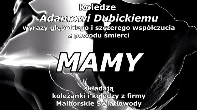 Kondolencje pracowników firmy Malborskie Światłowody.