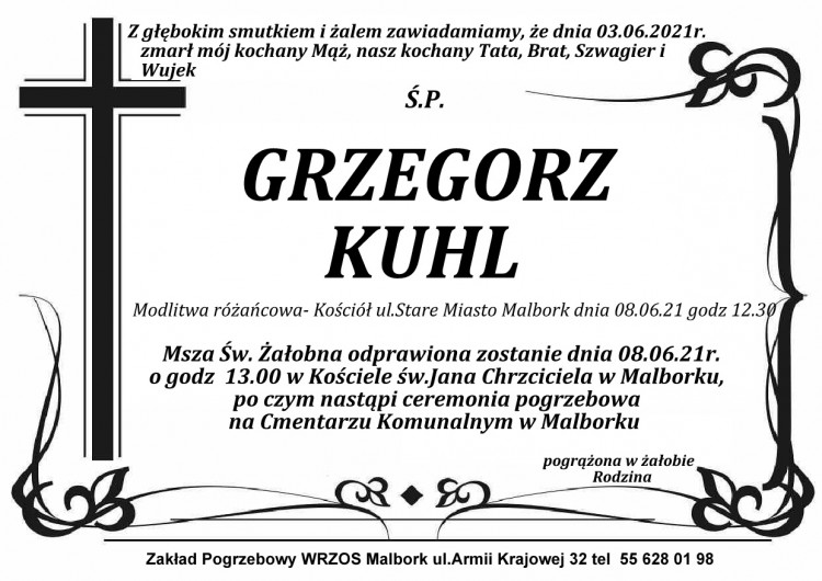 Zmarł Grzegorz Kuhl.