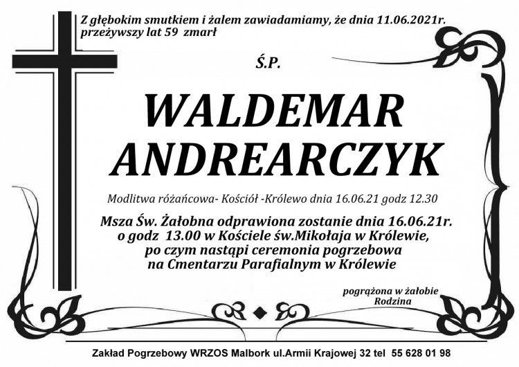 Zmarł Waldemar Andrearczyk. Żył 59 lat.