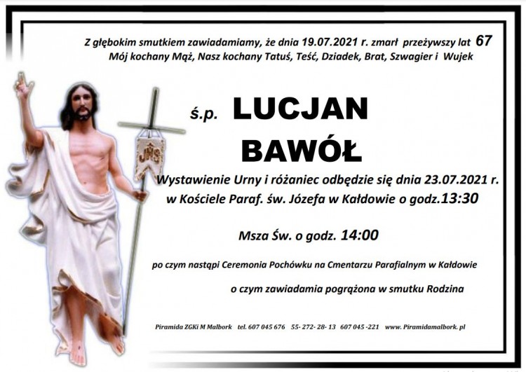 Zmarł Lucjan Bawół. Żył 67 lat.