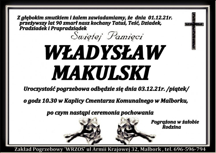 Zmarł Władysław Makulski. Żył 90 lat.