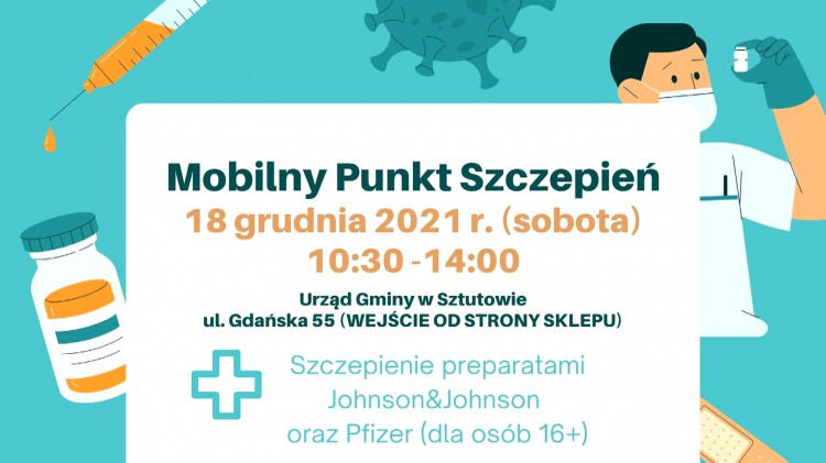 Sztutowo. W sobotę przyjdź i zaszczep się przeciwko COVID-19 w Mobilnym&#8230;