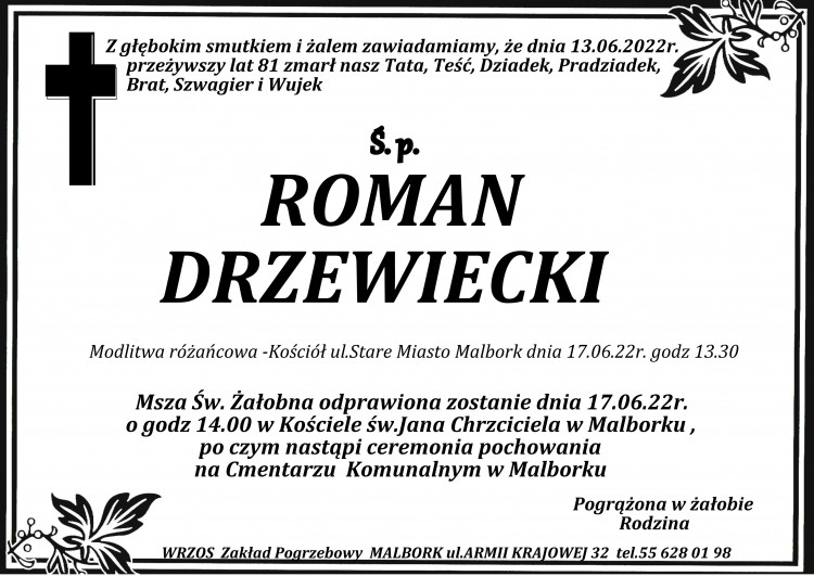 Zmarł Roman Drzewiecki. Żył 81 lat.