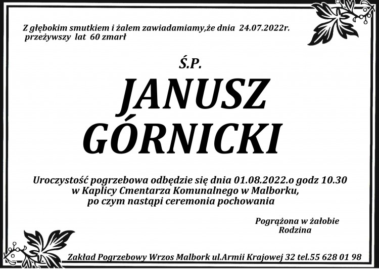 Zmarł Janusz Górnicki. Miał 60 lat.