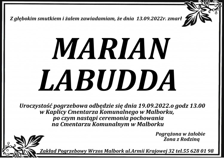 Zmarł Marian Labudda. 