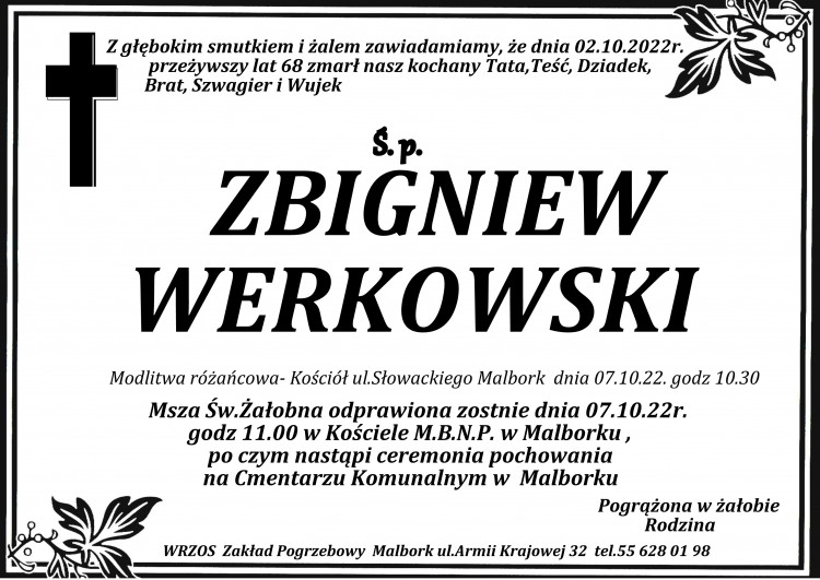 Zmarł Zbigniew Werkowski. Miał 68 lat.