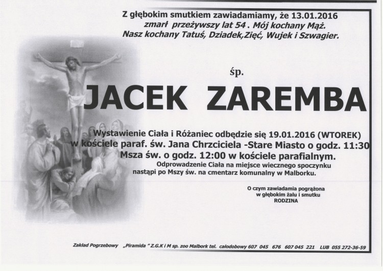 Zmarł Jacek Zaremba. Żył 54 lata.