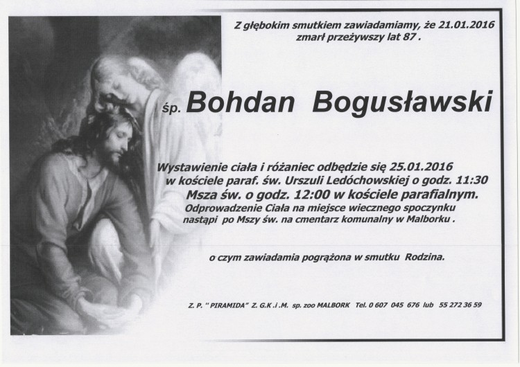 Zmarł Bohdan Bogusławski. Żył 87 lat.