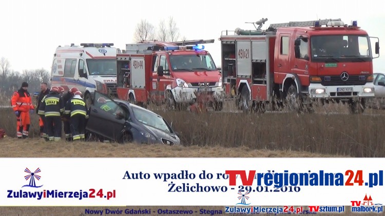 Żelichowo. Auto wpadło do rowu melioracyjnego - 29.01.2016