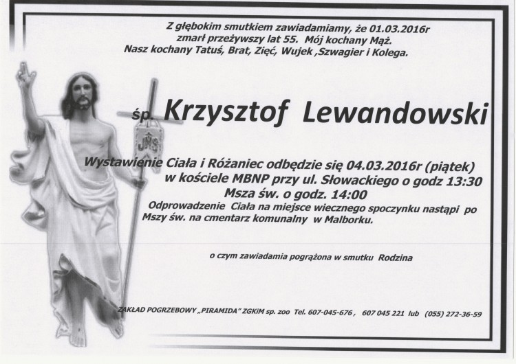 Zmarł Krzysztof Lewandowski. Żył 55 lat.