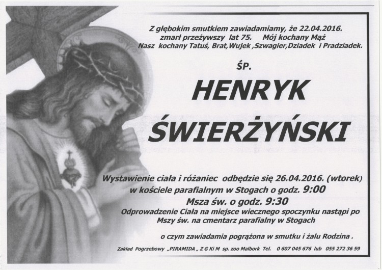 Zmarł Henryk Świerżyński. Żył 75 lat.