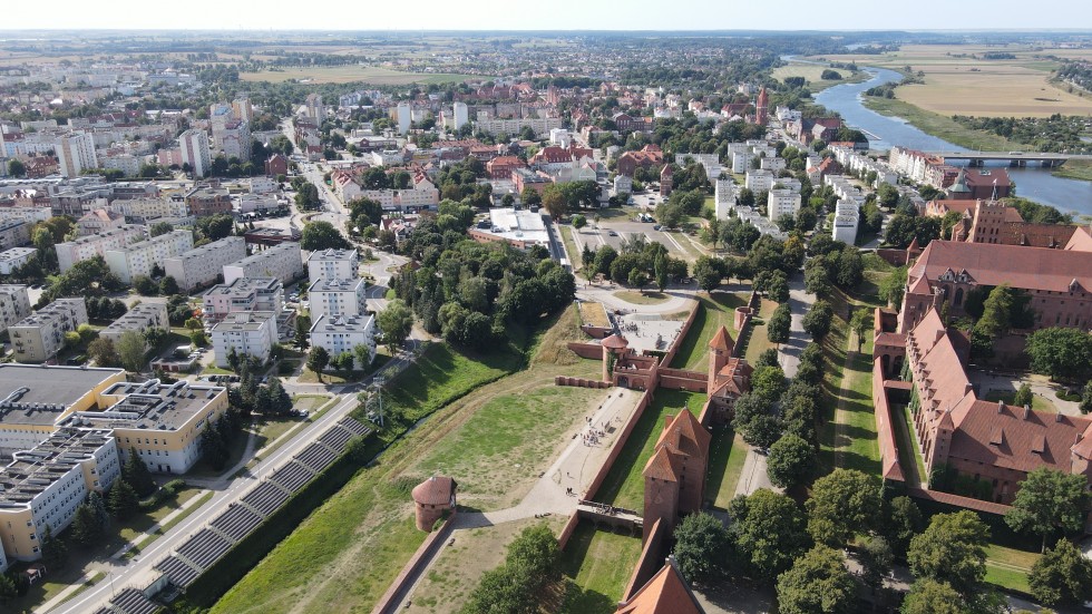 Baszta Maślankowa w Malborku z lotu ptaka