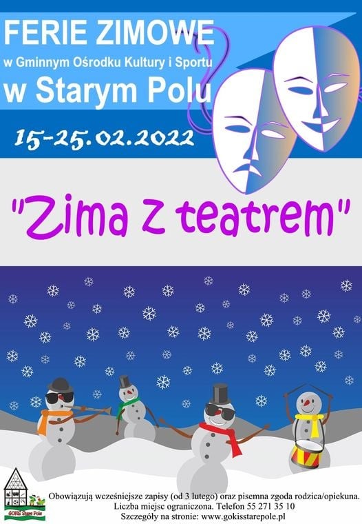 Gmina Stare Pole zaprasza na zimowe ferie pod hasłem Zima z teatrem.