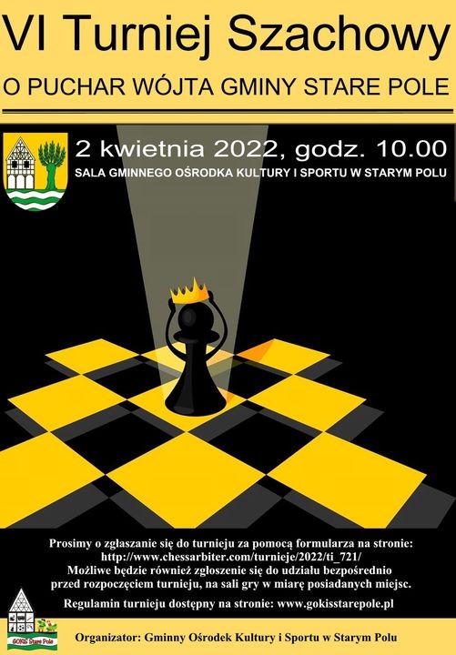 Stare Pole. W sobotę VI Turniej Szachowy o Puchar Wójta Gminy.