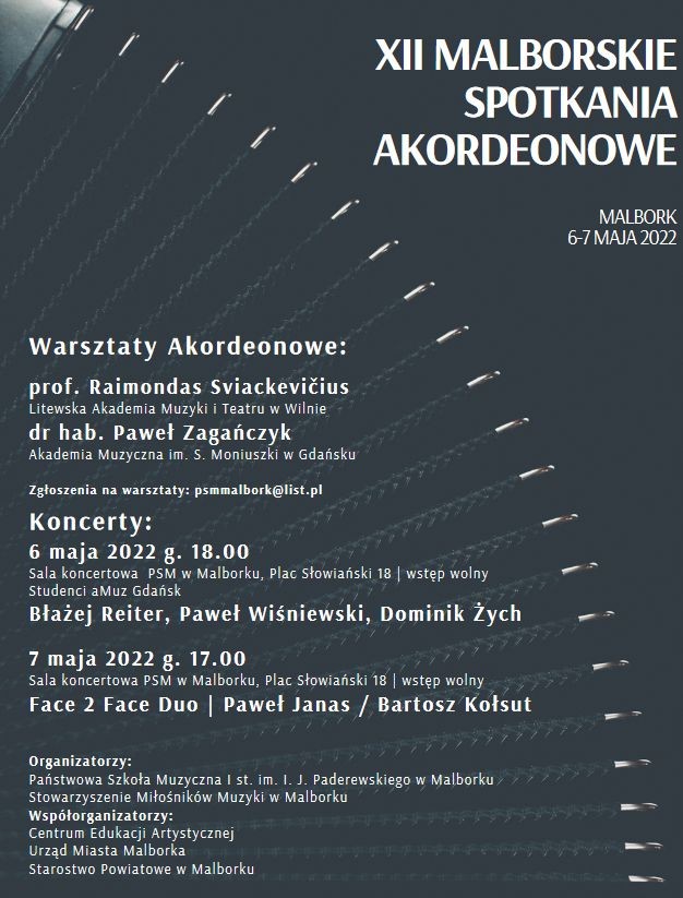 Malbork. Szkoła Muzyczna zaprasza na XII Malborskie Spotkania Akordeonowe.