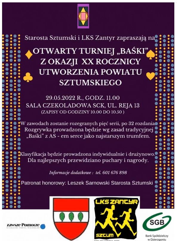 Sztum. Otwarty Turniej Baśki na XX rocznicę powstania Powiatu.