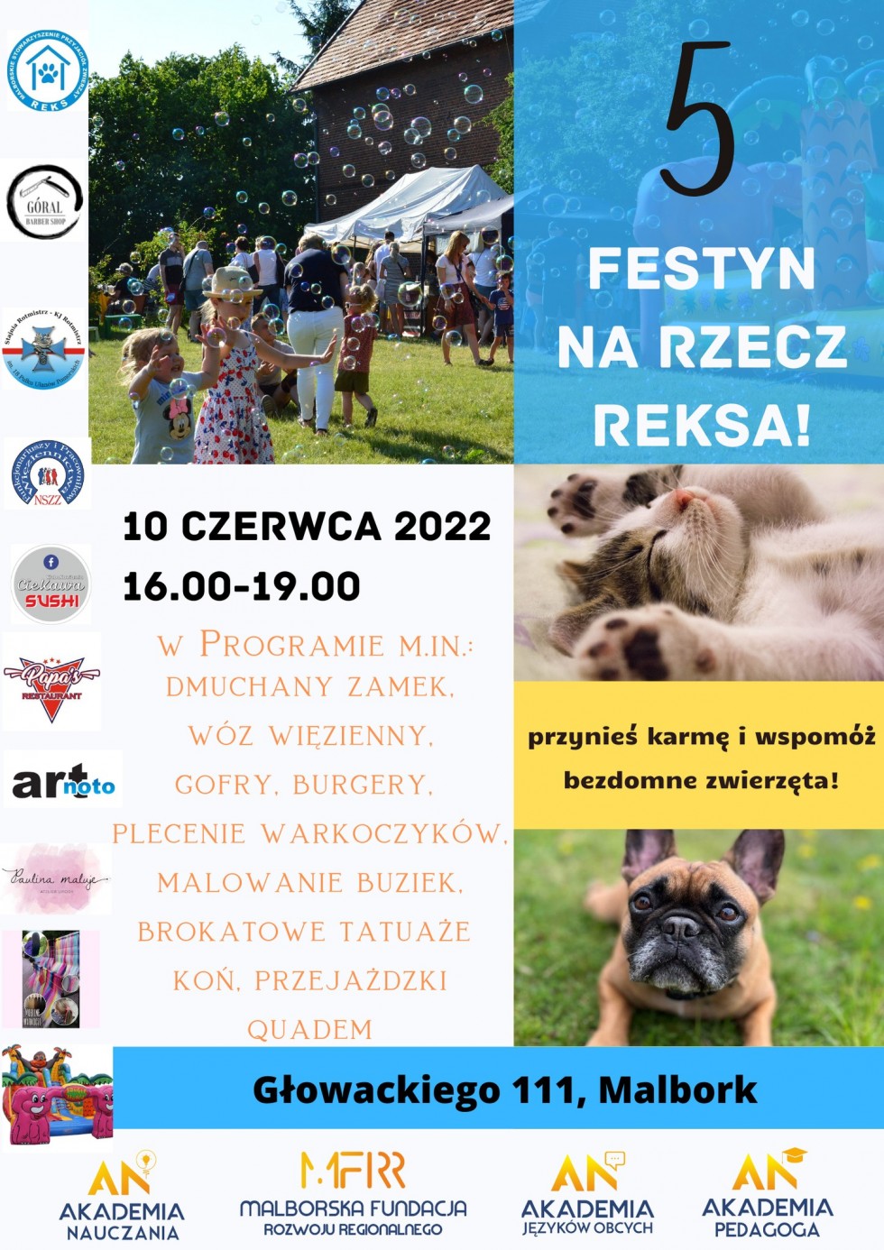 Malbork. Akademia Nauczania zaprasza na V Festyn charytatywny dla REKSa.