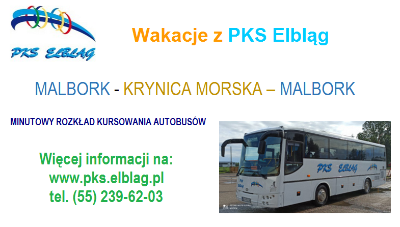Malbork – Krynica Morska. Wakacyjny rozkład jazdy autobusów nad morze.