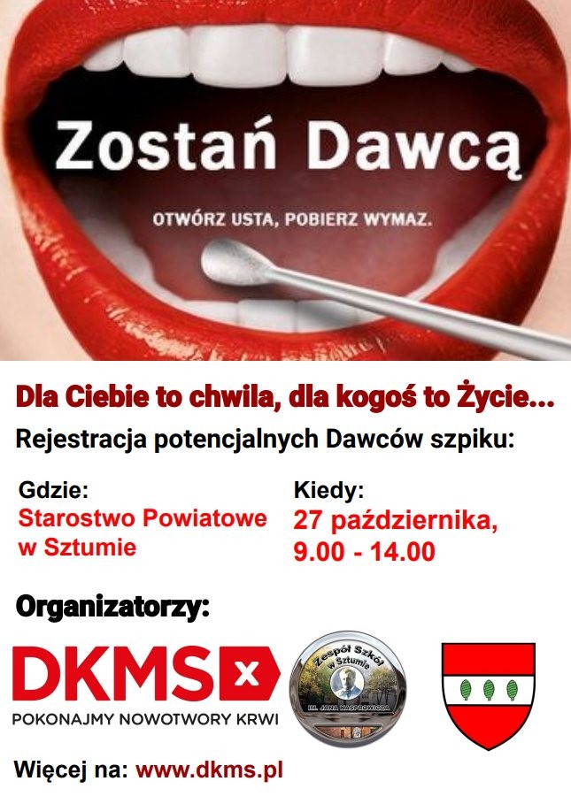 Sztum. W czwartek akcja #KOMÓRKOMANIA – rejestracja potencjalnych dawców szpiku.