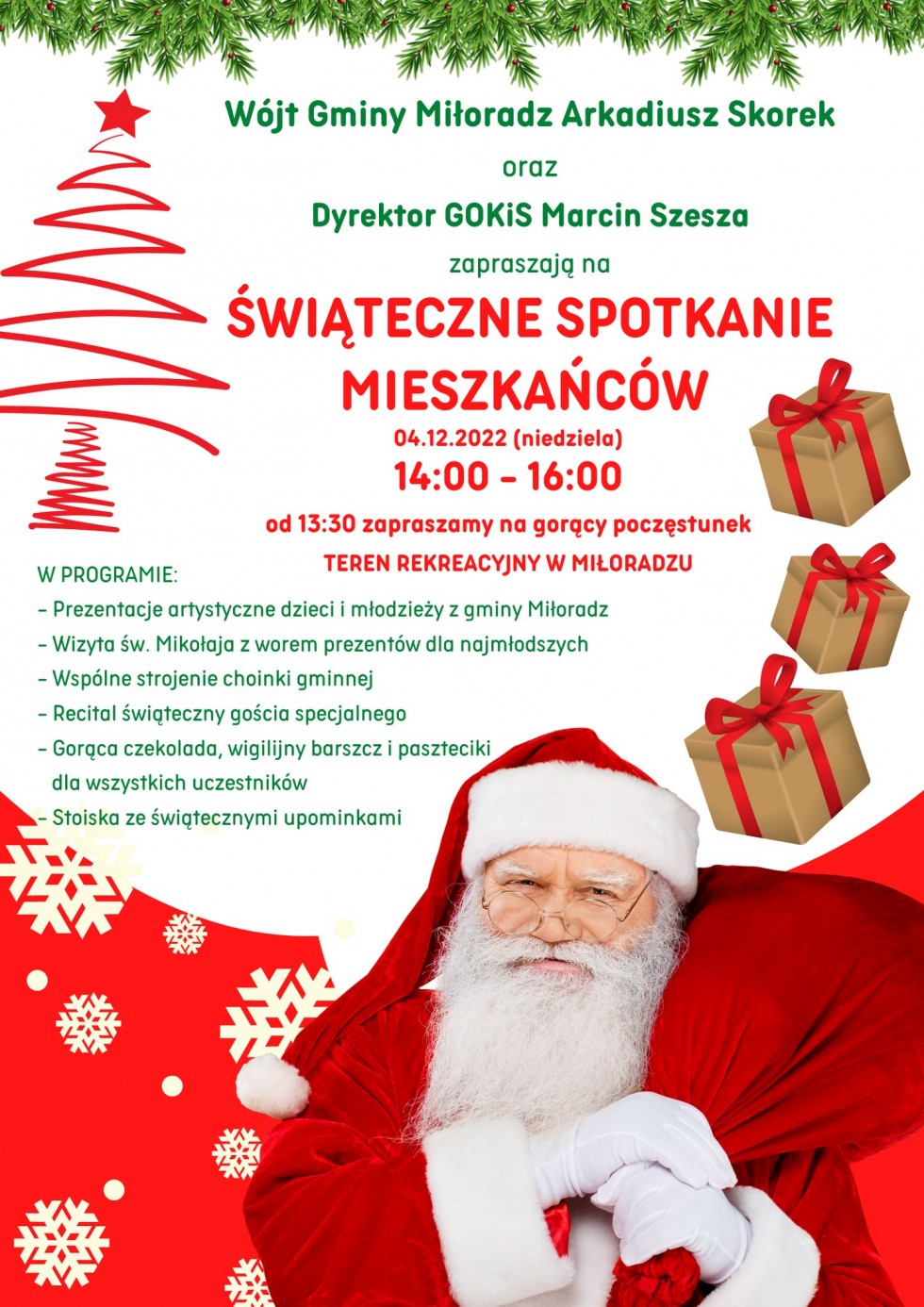 Gmina Miłoradz. Zmiana godziny Świątecznego Spotkania Mieszkańców. Szczegóły w artykule
