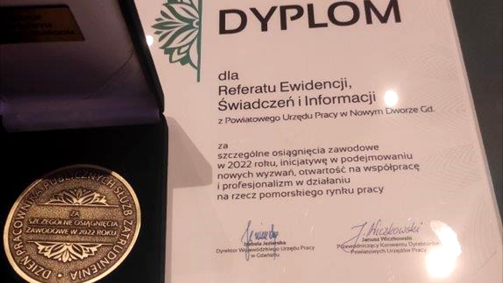 Nowy Dwór Gdański. Powiatowy Urząd Pracy wyróżniony za osiągnięcia zawodowe w 2022 r.