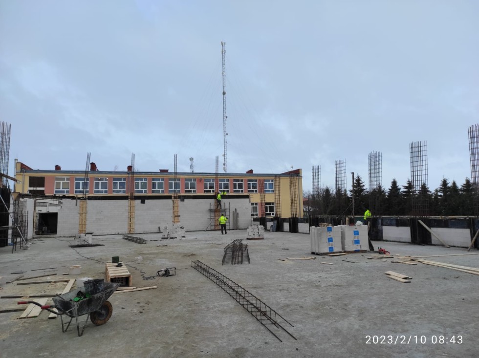 Miłoradz. Trwa budowa nowej sali sportowej.